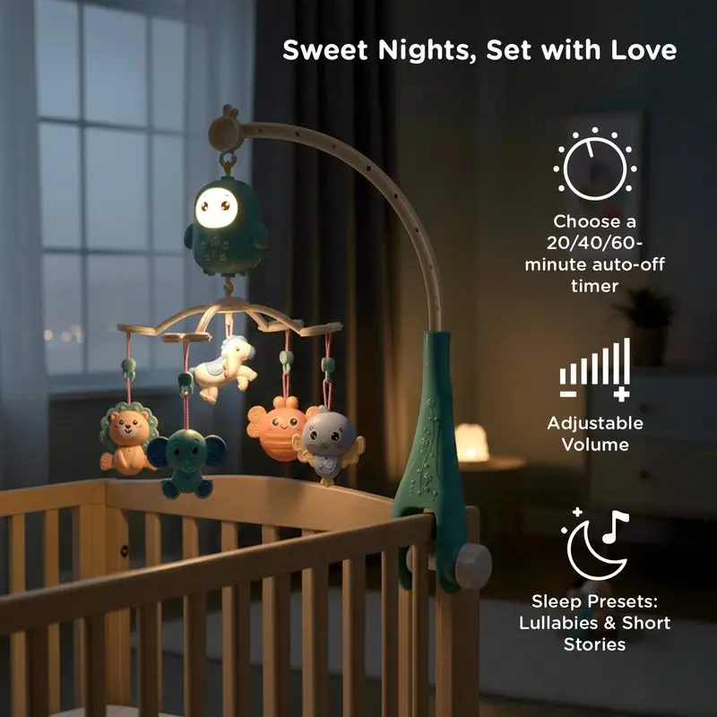 mee mee    Musical Rotating Baby Crib Mobile with Remote Control and Star Projector view 9