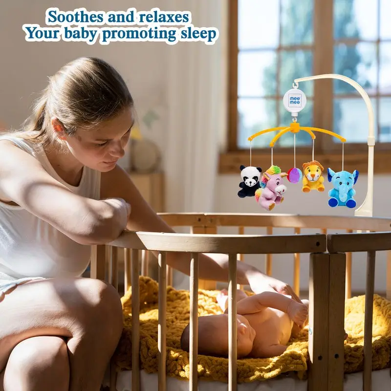 Mee Mee 3-in-1 Soft Musical Animal Cot Mobile | Music, Rotating Mobile & Detachable Rattles with Universal Cot/Crib Attachment view 4