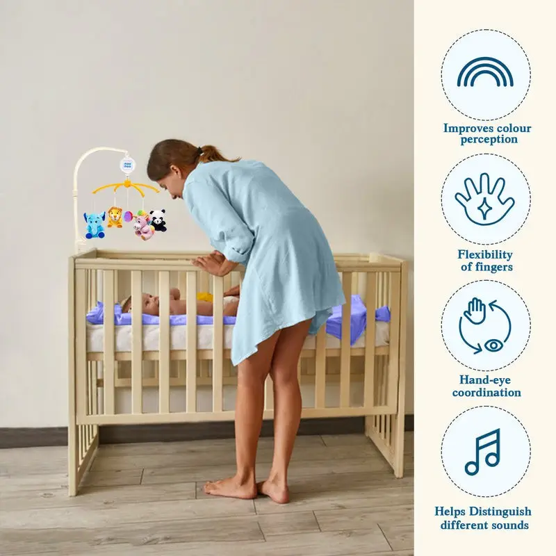 Mee Mee 3-in-1 Soft Musical Animal Cot Mobile | Music, Rotating Mobile & Detachable Rattles with Universal Cot/Crib Attachment view 5