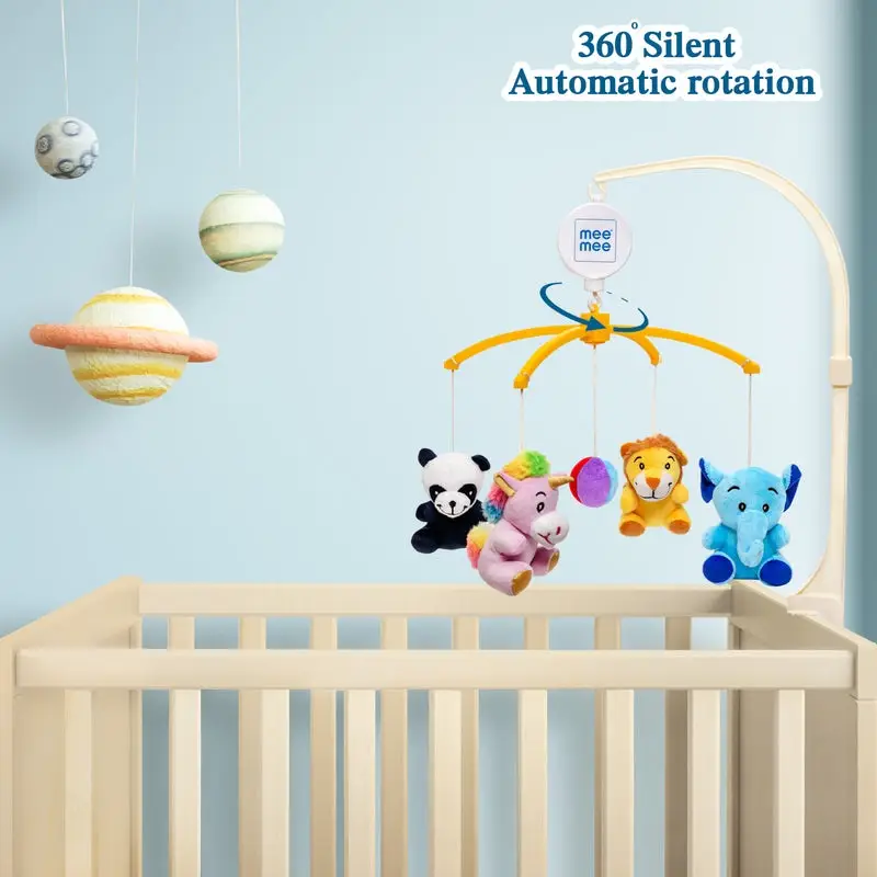 Mee Mee 3-in-1 Soft Musical Animal Cot Mobile | Music, Rotating Mobile & Detachable Rattles with Universal Cot/Crib Attachment view 7