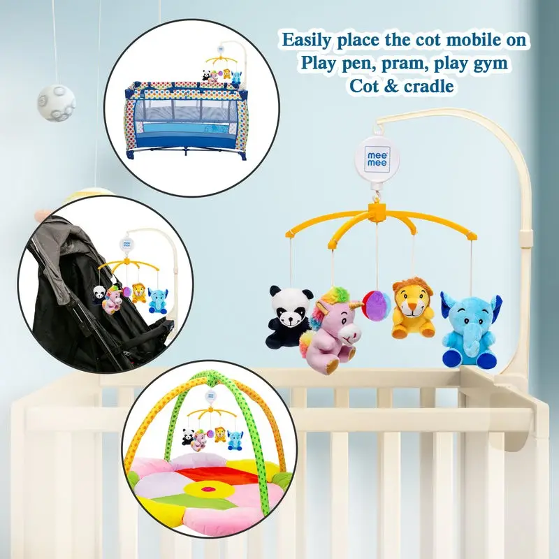 Mee Mee 3-in-1 Soft Musical Animal Cot Mobile | Music, Rotating Mobile & Detachable Rattles with Universal Cot/Crib Attachment view 8