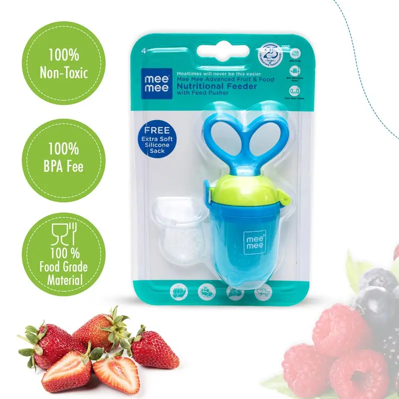 Nee Mee Advanced Fruit & Food Nutritional Feeder With Feed Pusher BPA Free (Blue) view 3