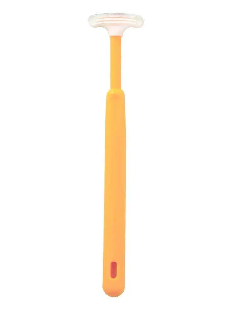 Mee Mee Tongue Cleaner for Babies | Tender Oral Cleaner Toothbrush with Silicone Scraper | Suitable from 6+ Months | non-slip Handle, Soft Rubber Tip and Easy Grip for Kids (Orange) view 3