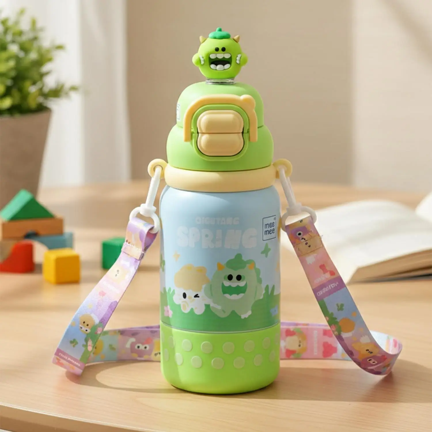 Mee Mee Oasis Sip Kids Insulated Water Bottle 460ml | SUS316 Stainless Steel | 3-in-1 Straw, Spout & Sip Lid | Leakproof School Bottle for Kids | 12H Cold & 8H Hot | BPA-Free Sipper with Strap