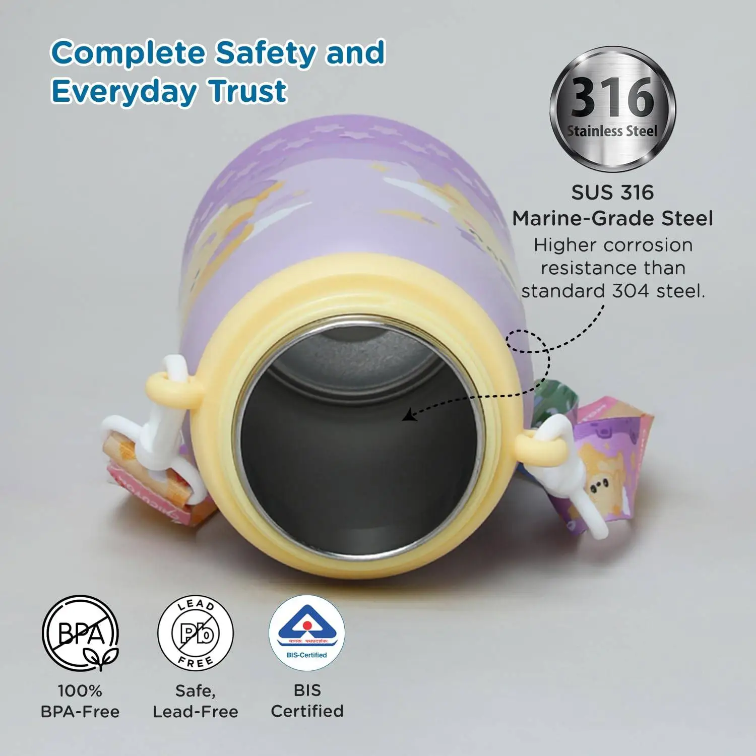 Mee Mee Oasis Sip Kids Insulated Water Bottle 460ml | SUS316 Stainless Steel | 3-in-1 Straw, Spout & Sip Lid | Leakproof School Bottle for Kids | 12H Cold & 8H Hot | BPA-Free view 9