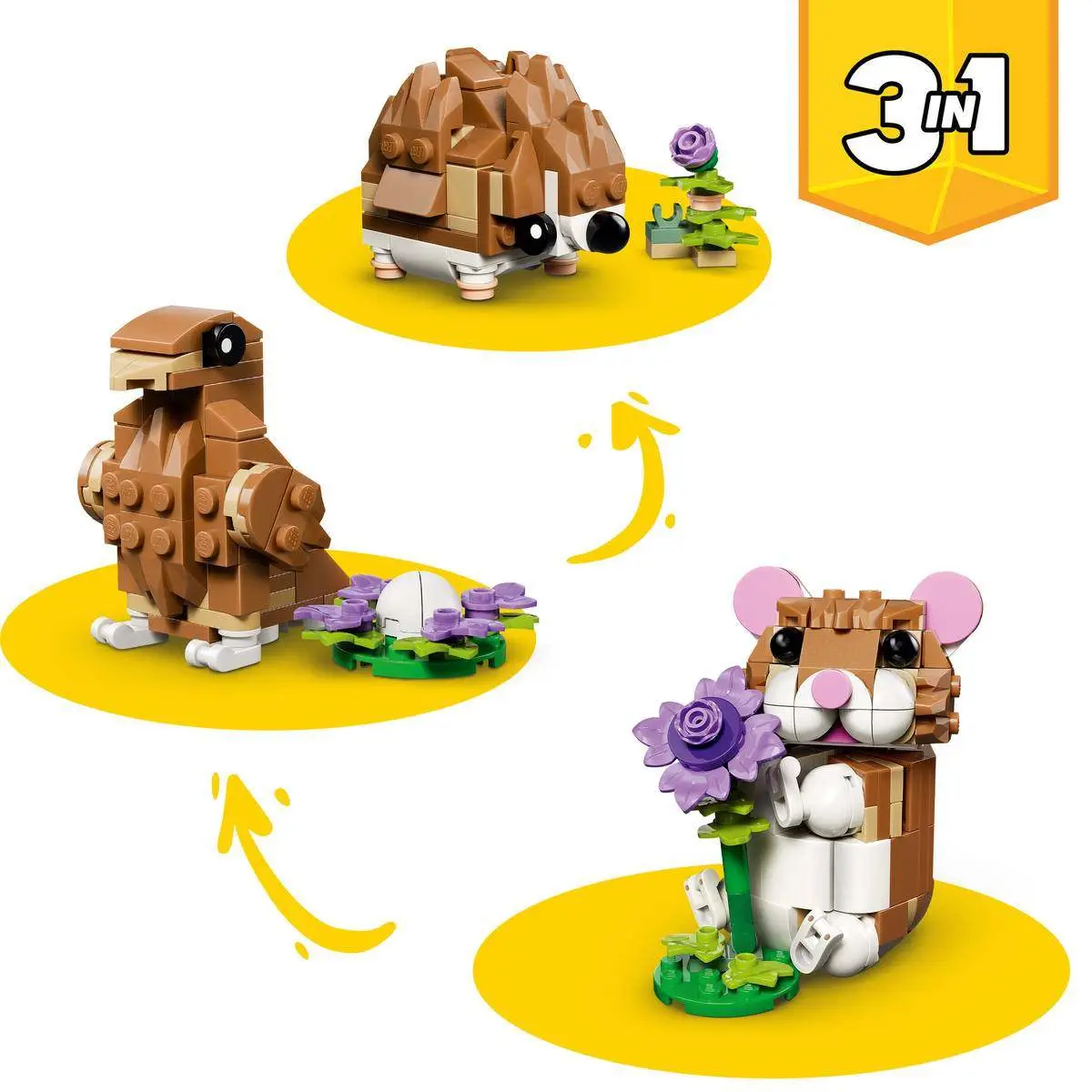 Creator 3-in-1 #31376 Cute Hamster with a Flower view 3
