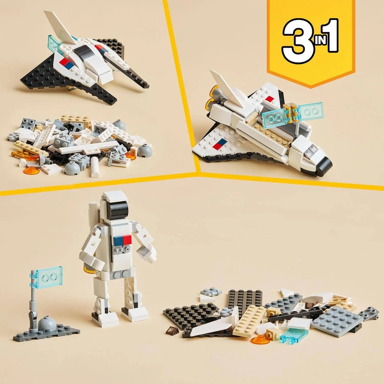 LEGO Creator Space Shuttle 31134 Building Toy Set with Astronaut and Spaceship Models for Kids Aged 6+ view 6