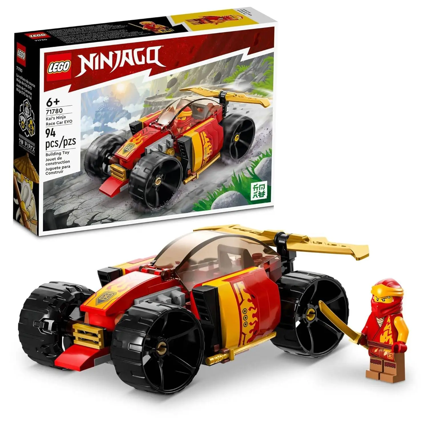 LEGO NINJAGO Kai’s Ninja Race Car EVO 71780 Building Toy Set; Features a Car and a Kai Minifigure for Ages 6+