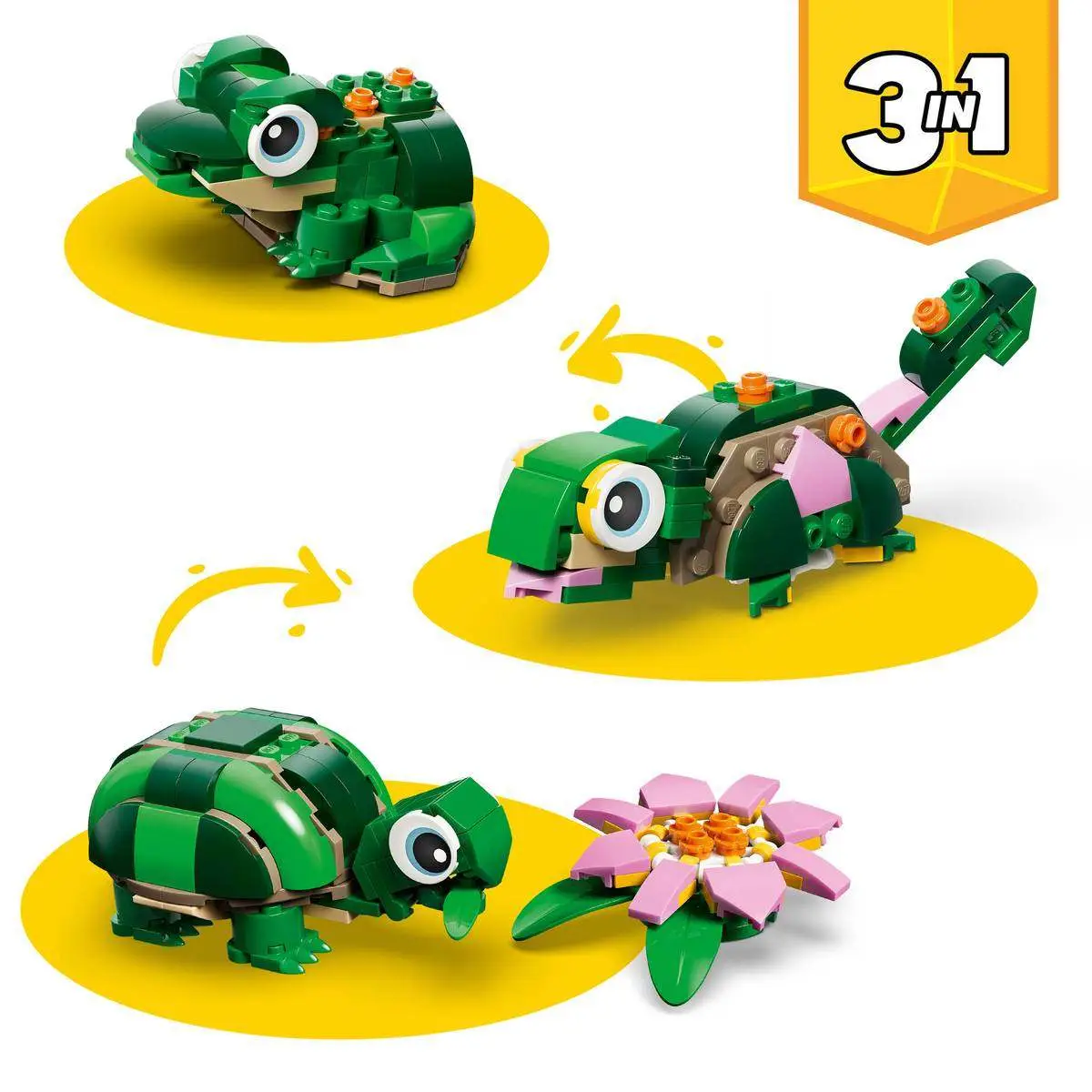Creator 3-in-1 #31377 Turtle with a Water Lily Flower view 3