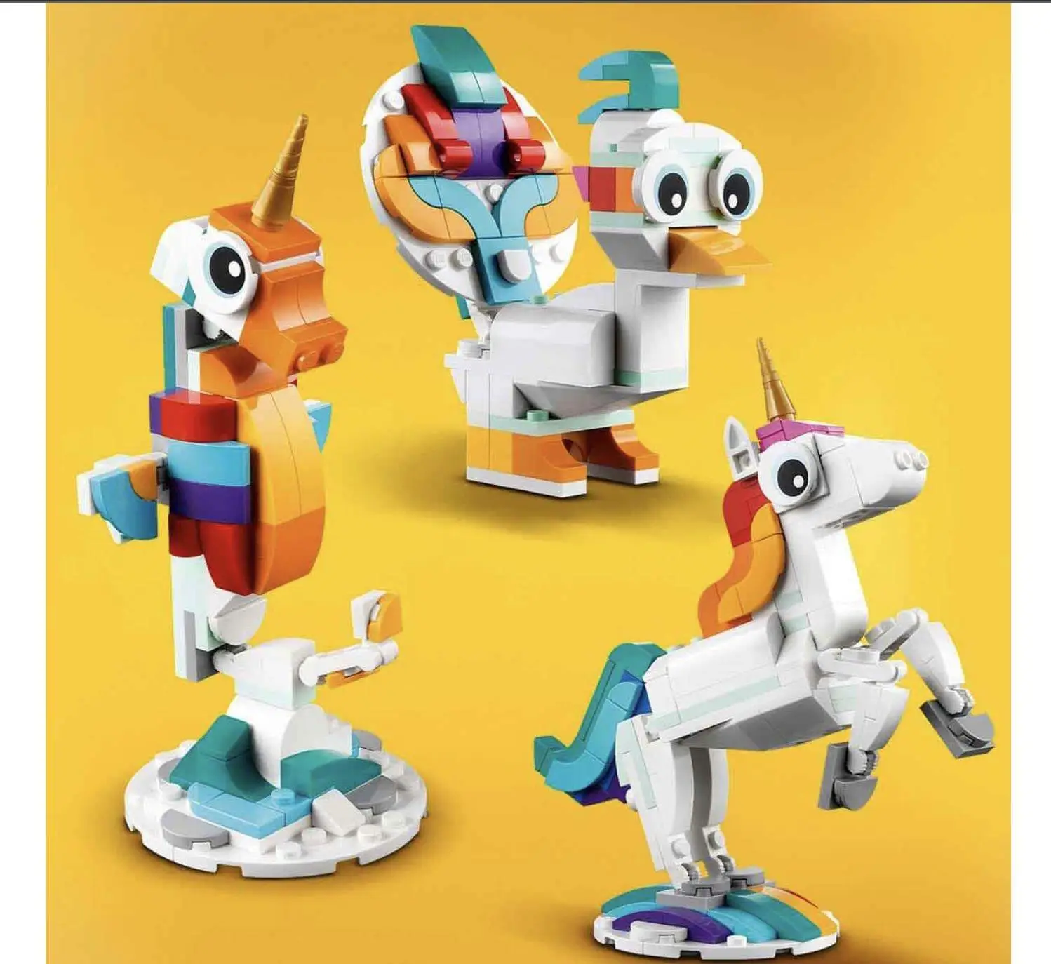 LEGO Creator Magical Unicorn 31140 Building Toy Set, with Unicorn, Seahorse and Peacock Models for Kids Aged 7+ view 2