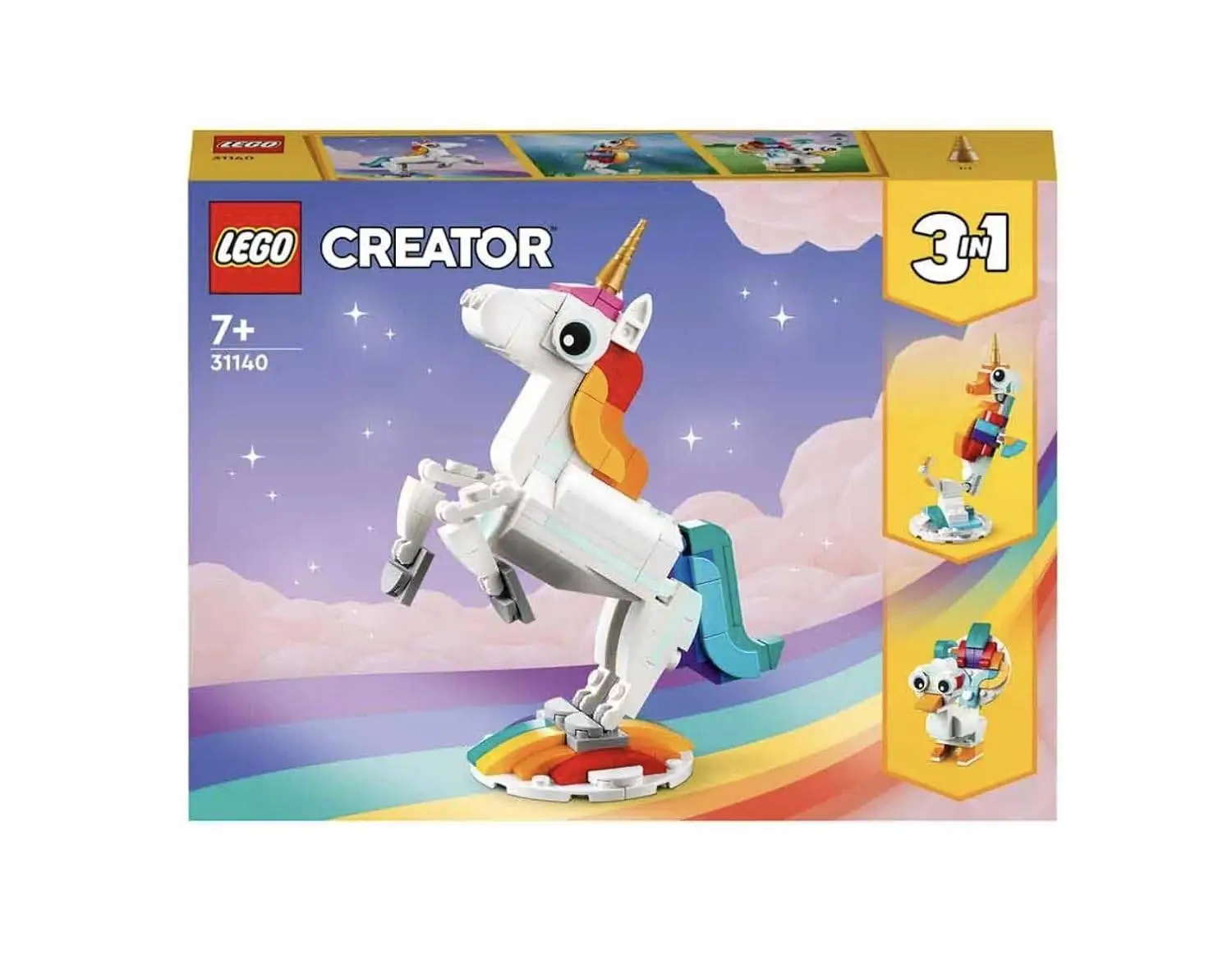 LEGO Creator Magical Unicorn 31140 Building Toy Set, with Unicorn, Seahorse and Peacock Models for Kids Aged 7+ view 4