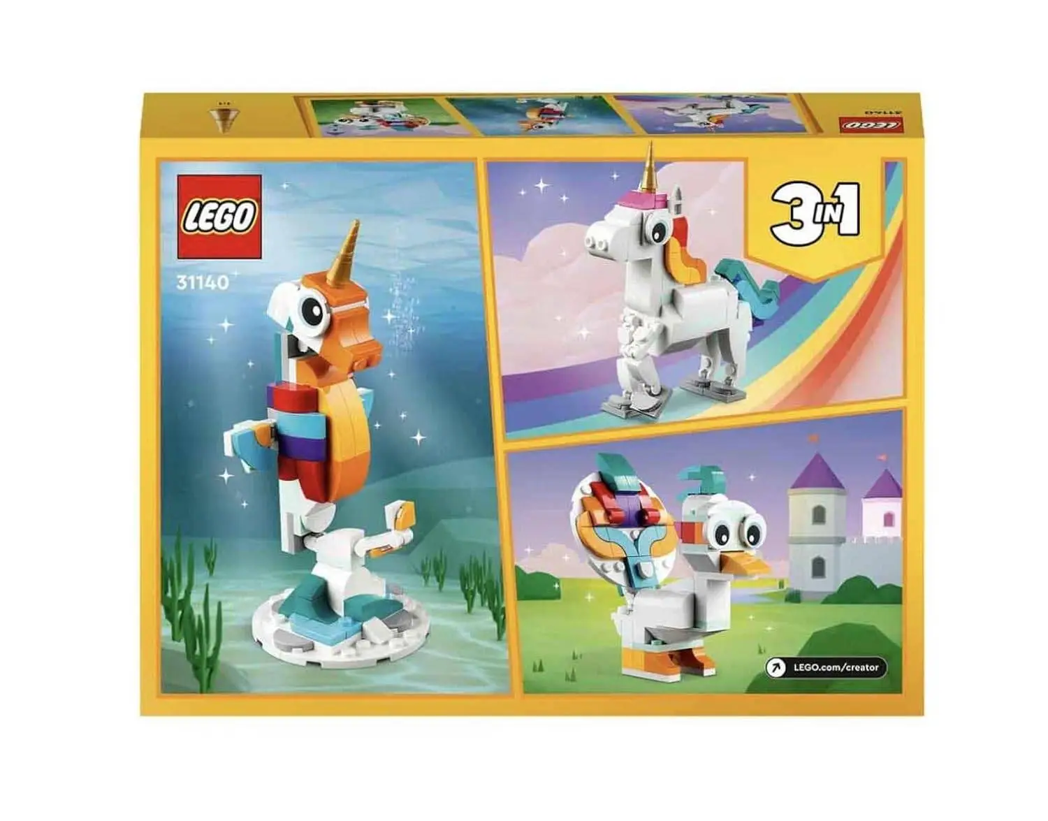 LEGO Creator Magical Unicorn 31140 Building Toy Set, with Unicorn, Seahorse and Peacock Models for Kids Aged 7+ view 6