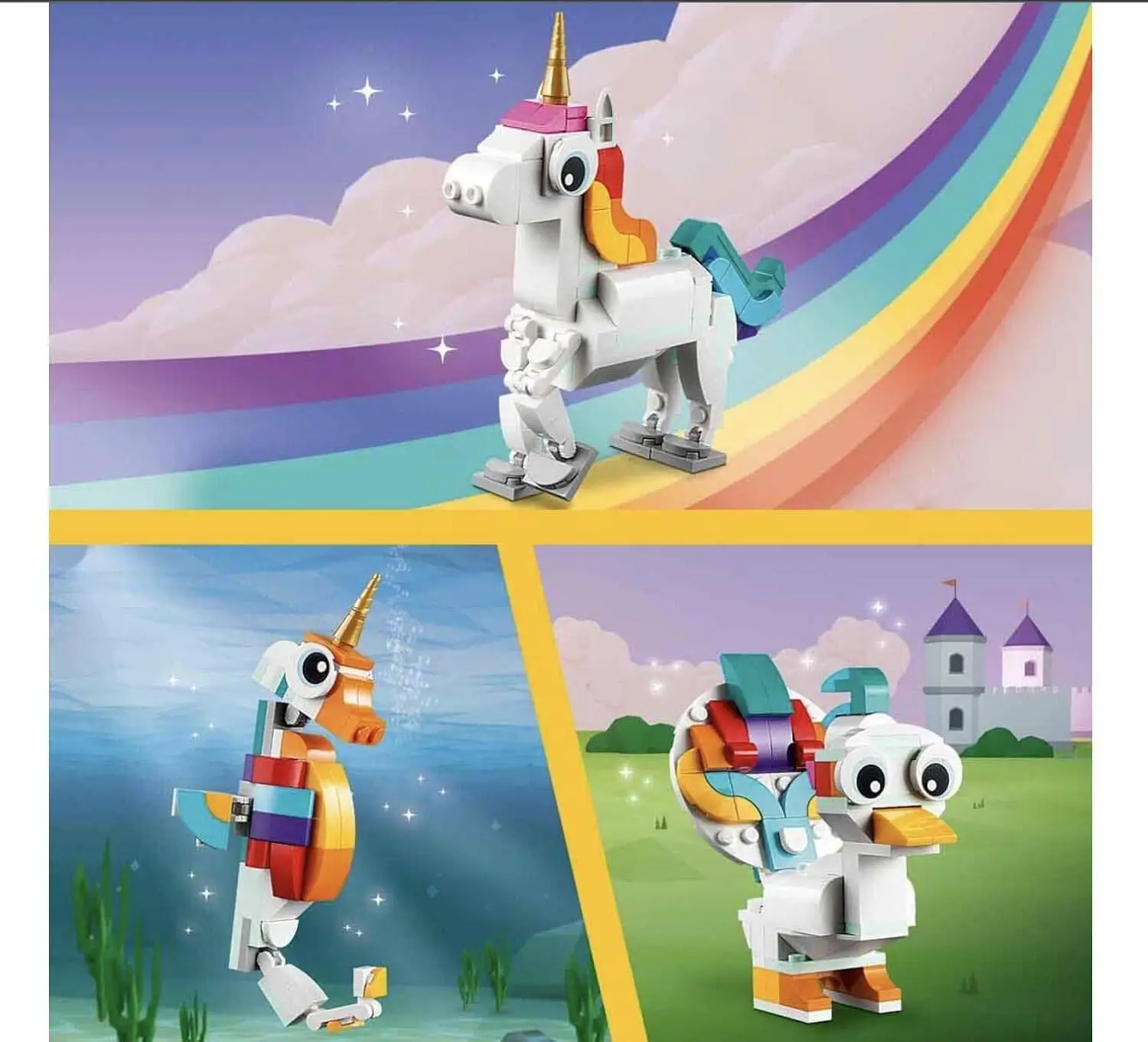 LEGO Creator Magical Unicorn 31140 Building Toy Set, with Unicorn, Seahorse and Peacock Models for Kids Aged 7+ view 7
