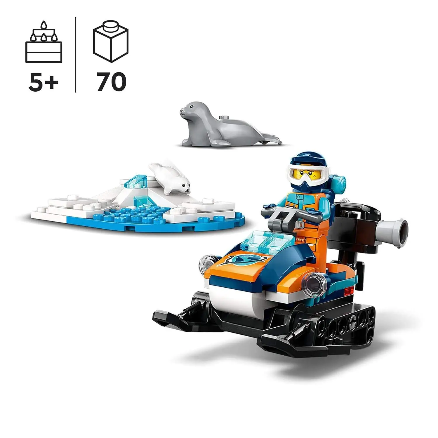 LEGO City Arctic Explorer Snowmobile 60376 Building Toy Set (70 Pcs),Multicolor view 4