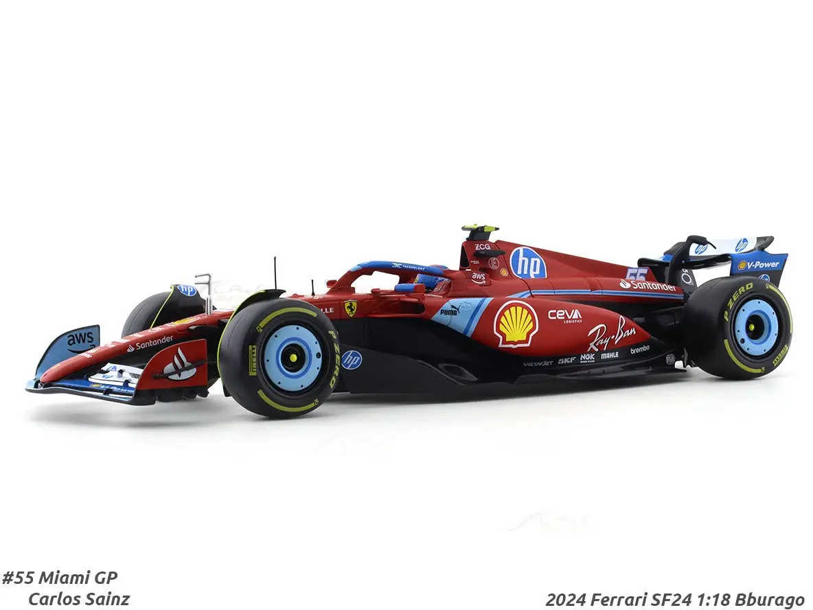 2024 Ferrari SF24 #55 Carlos Sainz Miami GP 1:18 Bburago view 9