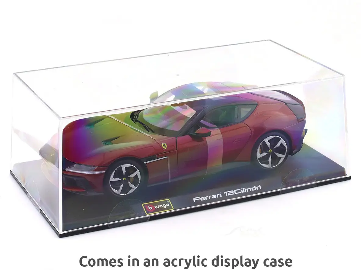 Ferrari 12 Cilindri Red 1:24 Bburago Licensed Diecast Scale Model Car with Acrylic Cover view 2