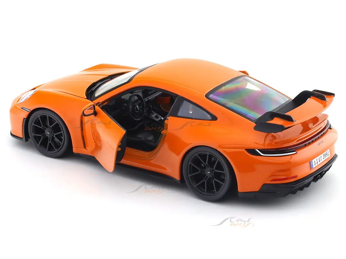 Porsche 911 GT3 Orange with Acrylic Case 1:24 Bburago Licensed Diecast Model car view 5