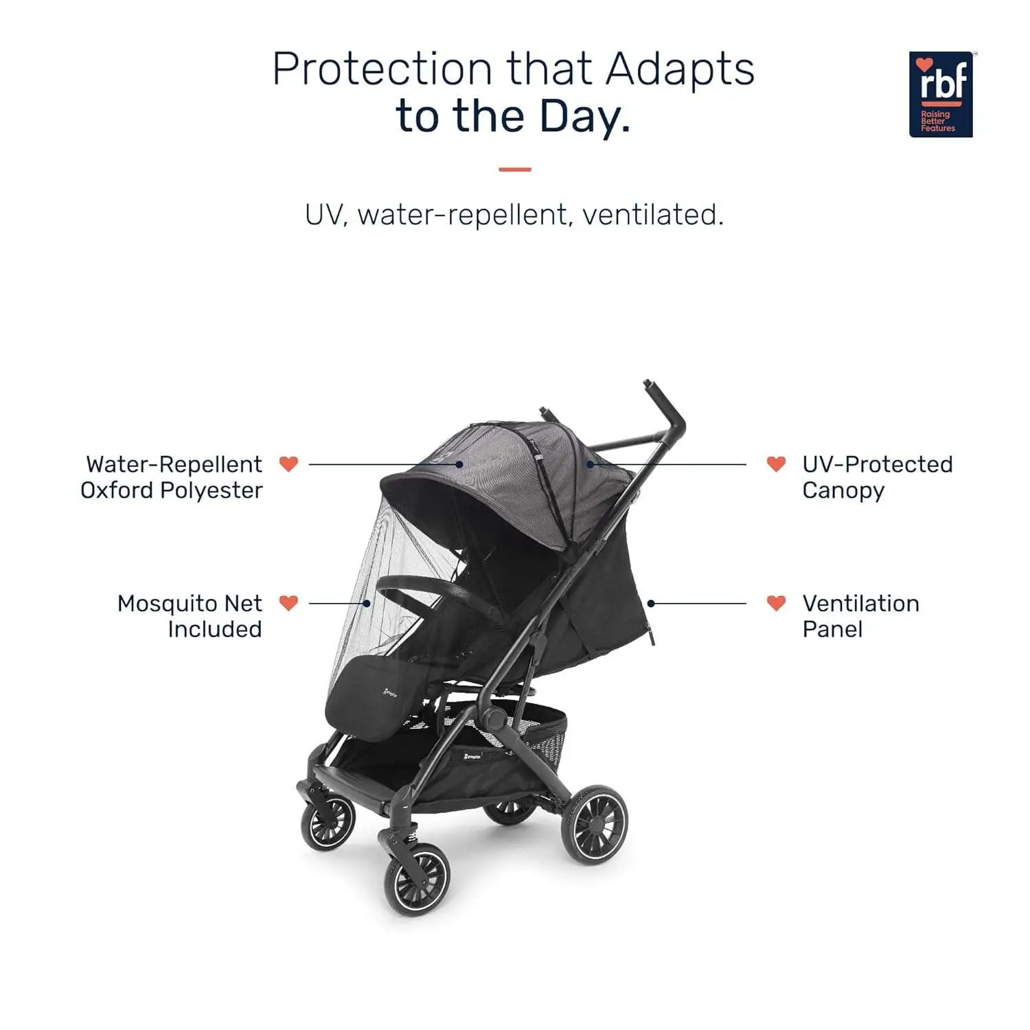 Growgether GOLITE Travel Stroller | Cabin Compatible Lightweight Stroller for Baby & Toddler | 5 Point Safety Harness | Full Recline | 360° Swivel Shock Absorber Wheels | Compact Fold | Mosquito Net Included | 0-4 Years (Up to 22 kg) | 1 Year WARRANTY | Grey view 6
