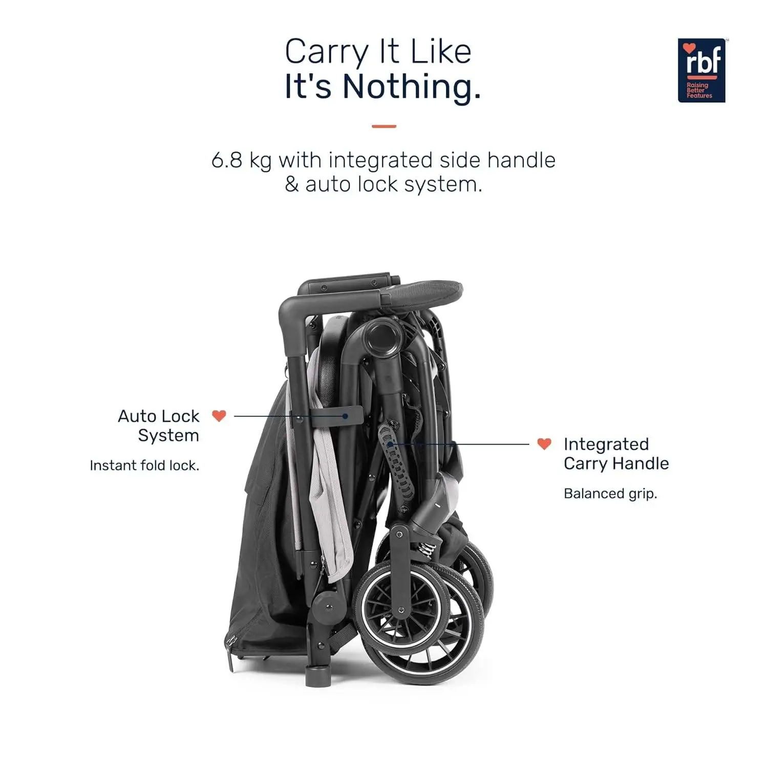 Growgether GOLITE Travel Stroller | Cabin Compatible Lightweight Stroller for Baby & Toddler | 5 Point Safety Harness | Full Recline | 360° Swivel Shock Absorber Wheels | Compact Fold | Mosquito Net Included | 0-4 Years (Up to 22 kg) | 1 Year WARRANTY | Grey view 8