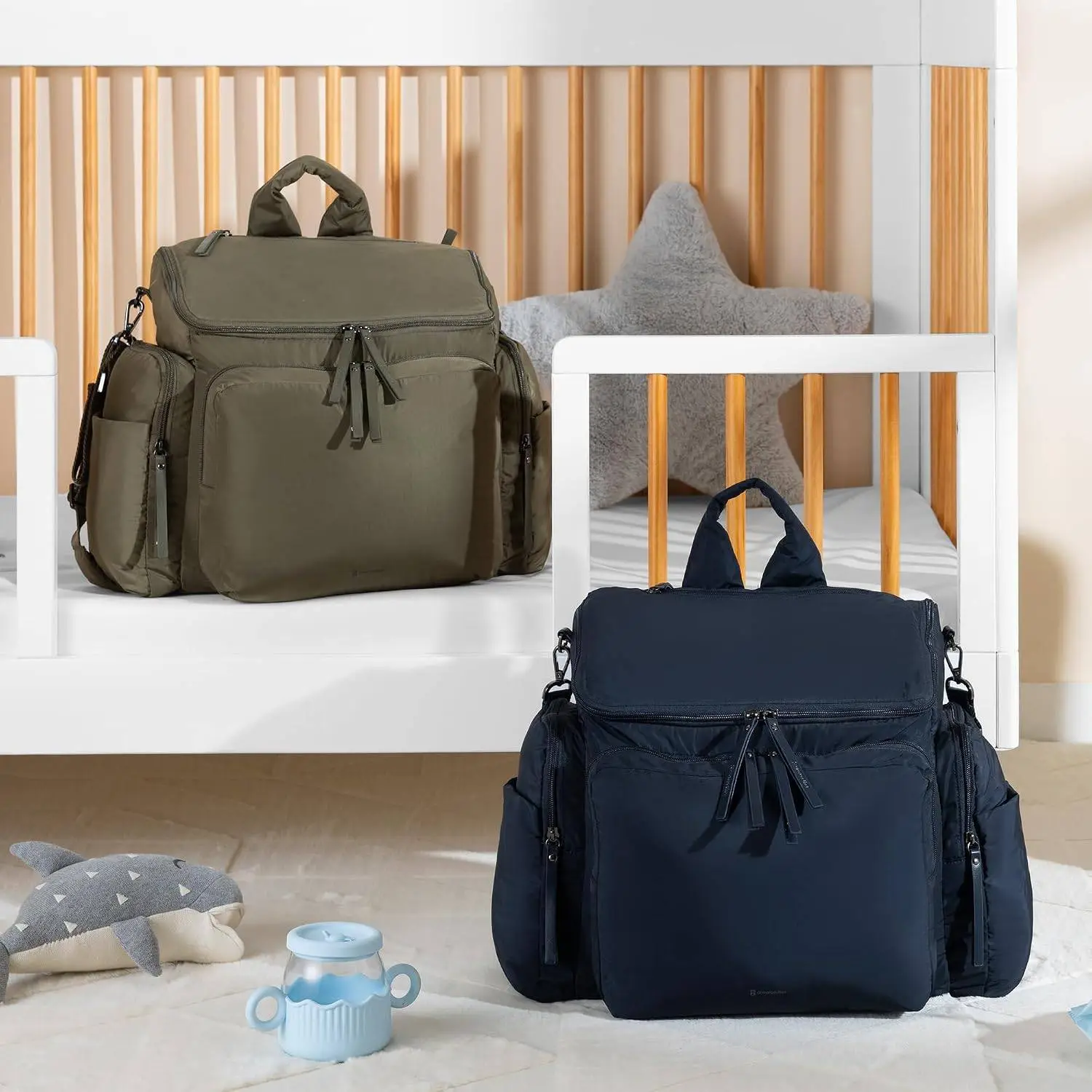 Growgether MOVA 3-in-1 Diaper Bag 40L | Multifunctional Baby Bag with Thermal Bottle Pockets, Magnetic Closures & Luggage Sleeve | Sling-to-Backpack, Waterproof, Lightweight- Navy | 6 Months Warranty view 2