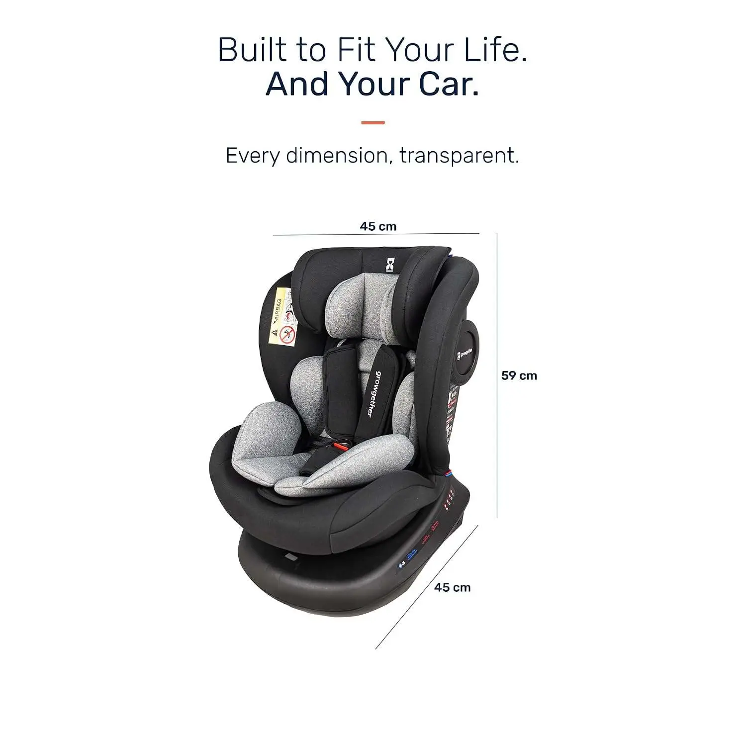 Growgether RYDDA 360° Rotating Convertible Baby Car Seat for 0-12 Years (0-36 kg) | Smart ISOFIX & Top Tether Stability | TUV SUD International Safety Certified | Side Impact Protection | 5 Recline Positions & 11 Headrest Heights | 5-Point Harness with Sun Canopy | 1 YEAR WARRANTY view 2