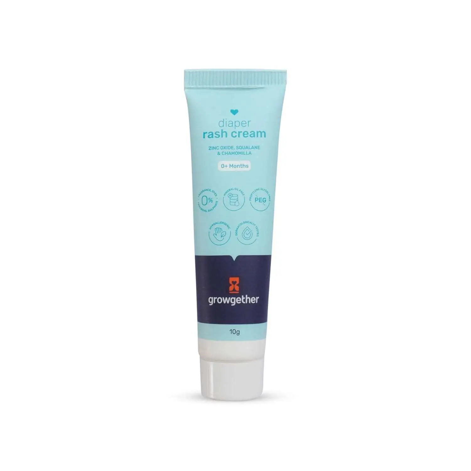 Growgether Diaper Rash Cream (10g) Baby Care Travel Combo, Zinc Oxide, Chamomile & Squalane Hypoallergenic, Fragrance Free, Dermatologist Tested - Pack of 5 view 2