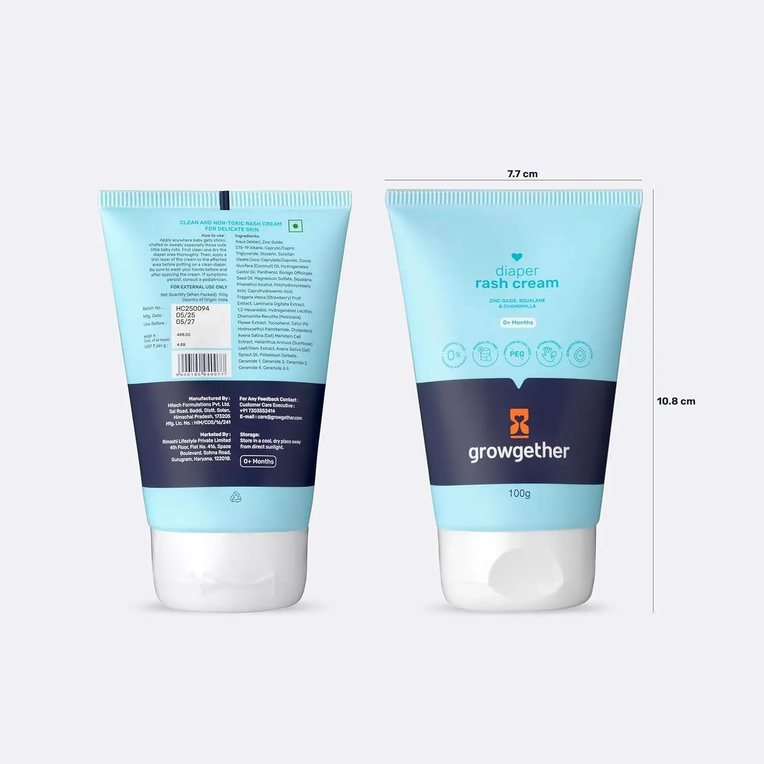 Growgether Baby Diaper Rash Cream | 3-in-1 Daily Protection with Zinc Oxide, Squalane & Chamomile | Fragrance-Free, Non-Toxic, Safe for Newborns & Toddlers | (100g) 0+ Months view 8