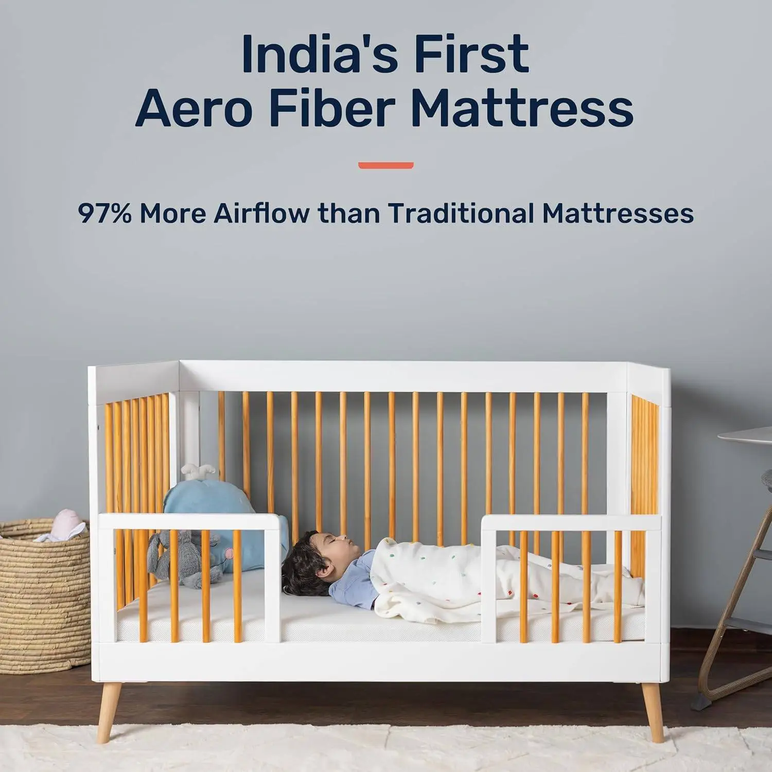 Growgether APEX 4-in-1 Convertible Crib & Aero Fiber Mattress Combo | India’s 1st Breathable SIDS-Safe Mattress | 100% Washable, Hypoallergenic Pinewood LVL Crib for 0-4 Yrs | 1 Year Warranty view 4