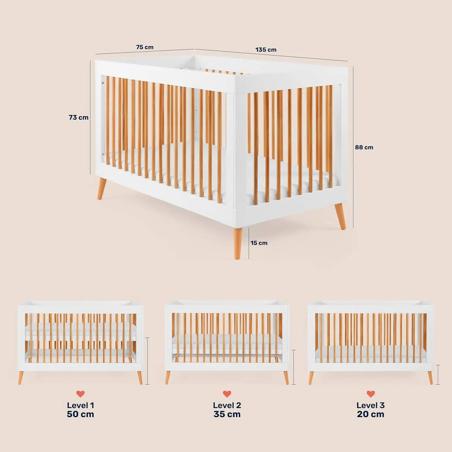 Growgether APEX 4-in-1 Convertible Crib & Aero Fiber Mattress Combo | India’s 1st Breathable SIDS-Safe Mattress | 100% Washable, Hypoallergenic Pinewood LVL Crib for 0-4 Yrs | 1 Year Warranty view 9
