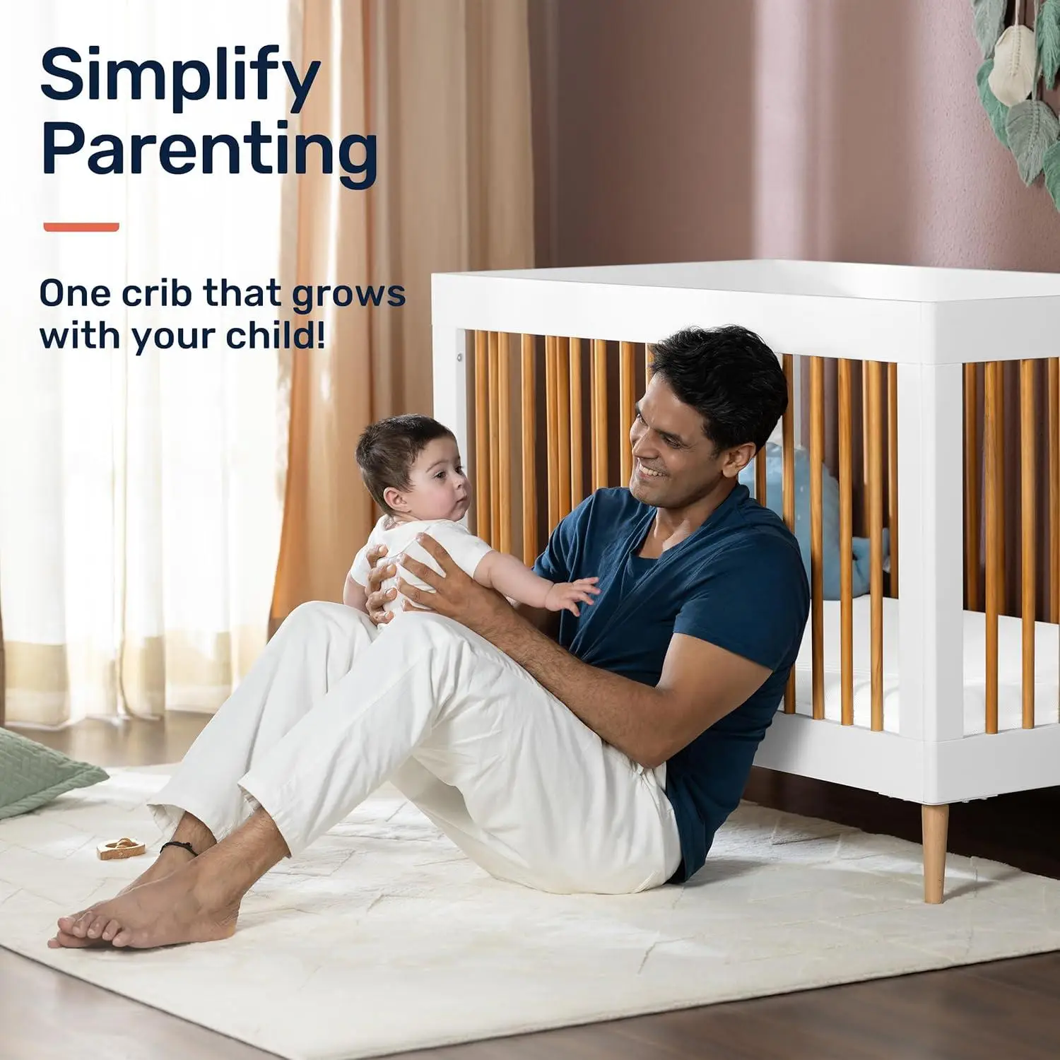 Growgether APEX 4-in-1 Convertible Crib for Baby | Certified Wooden Crib to Toddler Bed | Adjustable Base, Removable Sides, Safety Rail, Pinewood LVL, Non-Toxic, Suitable for 0-4 Yr | 1 Year Warranty view 7
