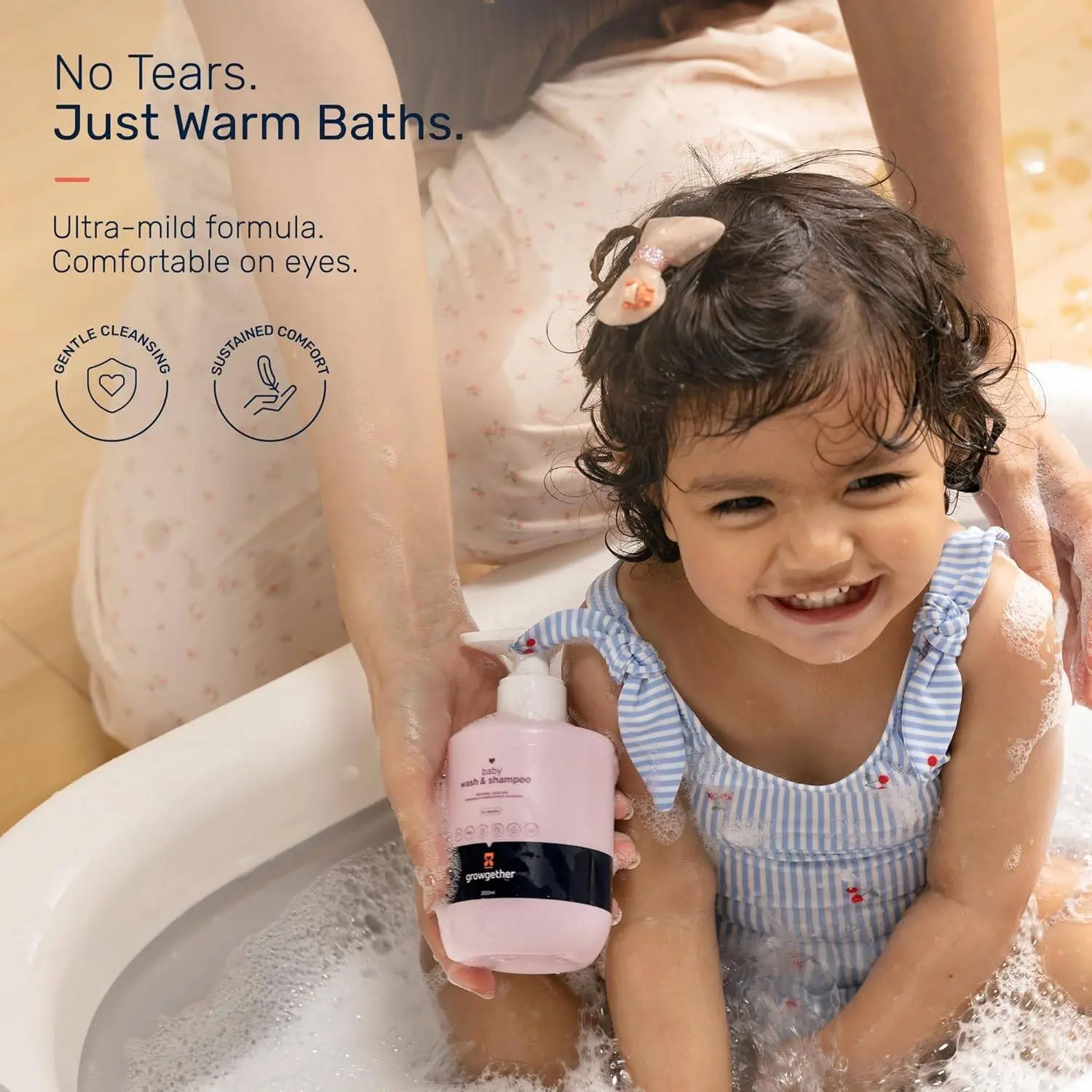 Growgether Baby Wash & Shampoo 300ml | No-Tears 2-in-1 Body Wash for Newborns & Infants 0+ Months | Dermatologist Tested, Pediatrician Approved, Hypoallergenic & Vegan | 9 Toxin-Free Formula view 3