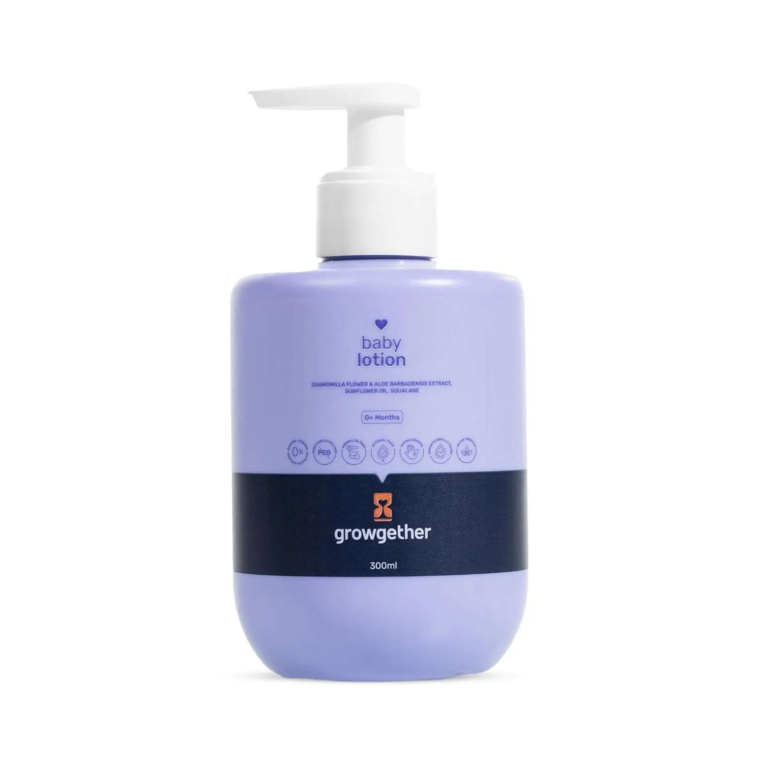 Growgether Baby Lotion 300ml | Newborn Lotion for 0+ Months | Dermatologist Tested, Pediatrician approved Hypoallergenic & Vegan | 8 Toxin-Free Formula | Non-Sticky Moisturizer | Suitable for baby’s delicate skin