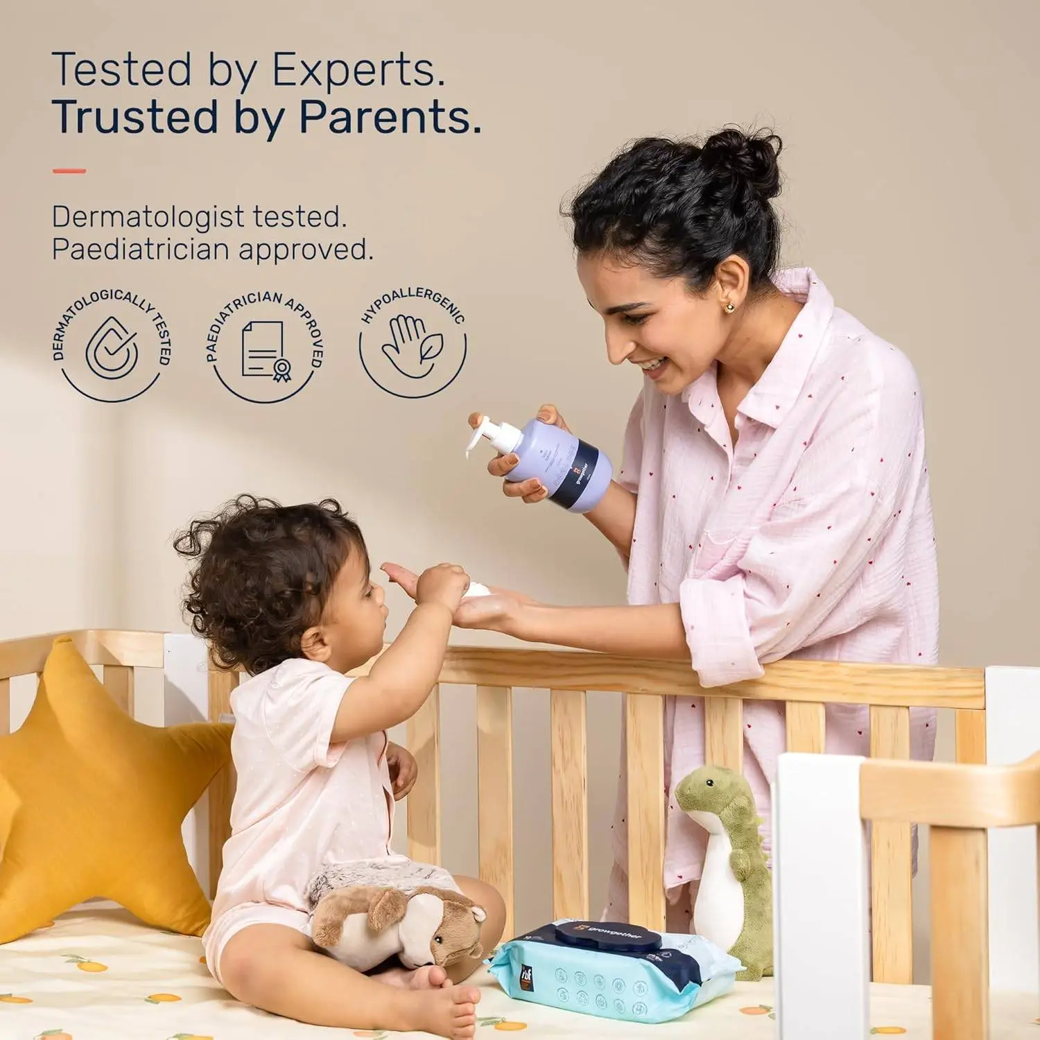 Growgether Baby Lotion 300ml | Newborn Lotion for 0+ Months | Dermatologist Tested, Pediatrician approved Hypoallergenic & Vegan | 8 Toxin-Free Formula | Non-Sticky Moisturizer | Suitable for baby’s delicate skin view 7