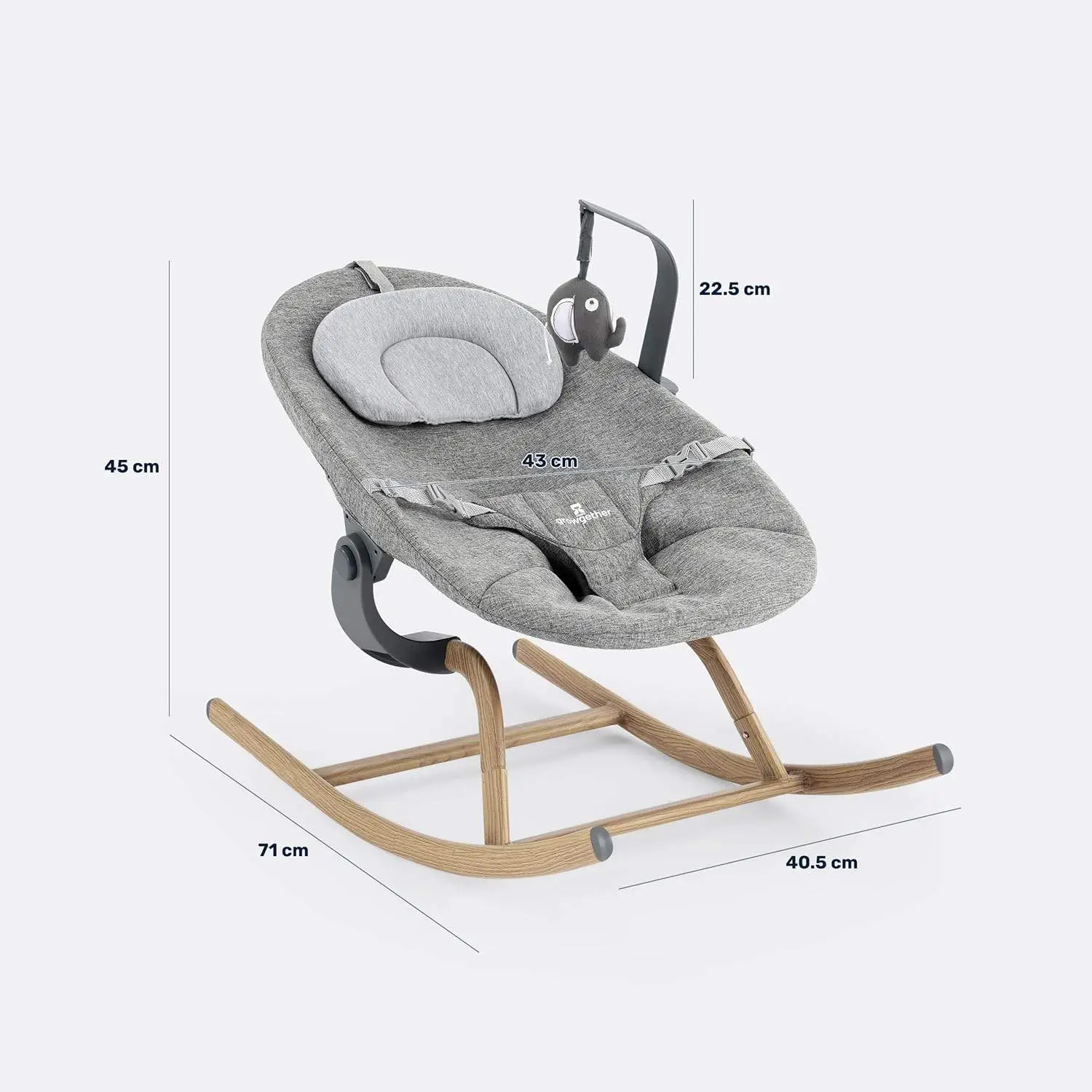 Nebula Baby Rocker | Soft Reclining Bouncer with Wood Finish | Modern Design, Gentle Motion, Washable Fabric | High Chair Compatible | TUV SUD Safety Certified (Newborn to 6 Months) 1 Year Warranty view 2