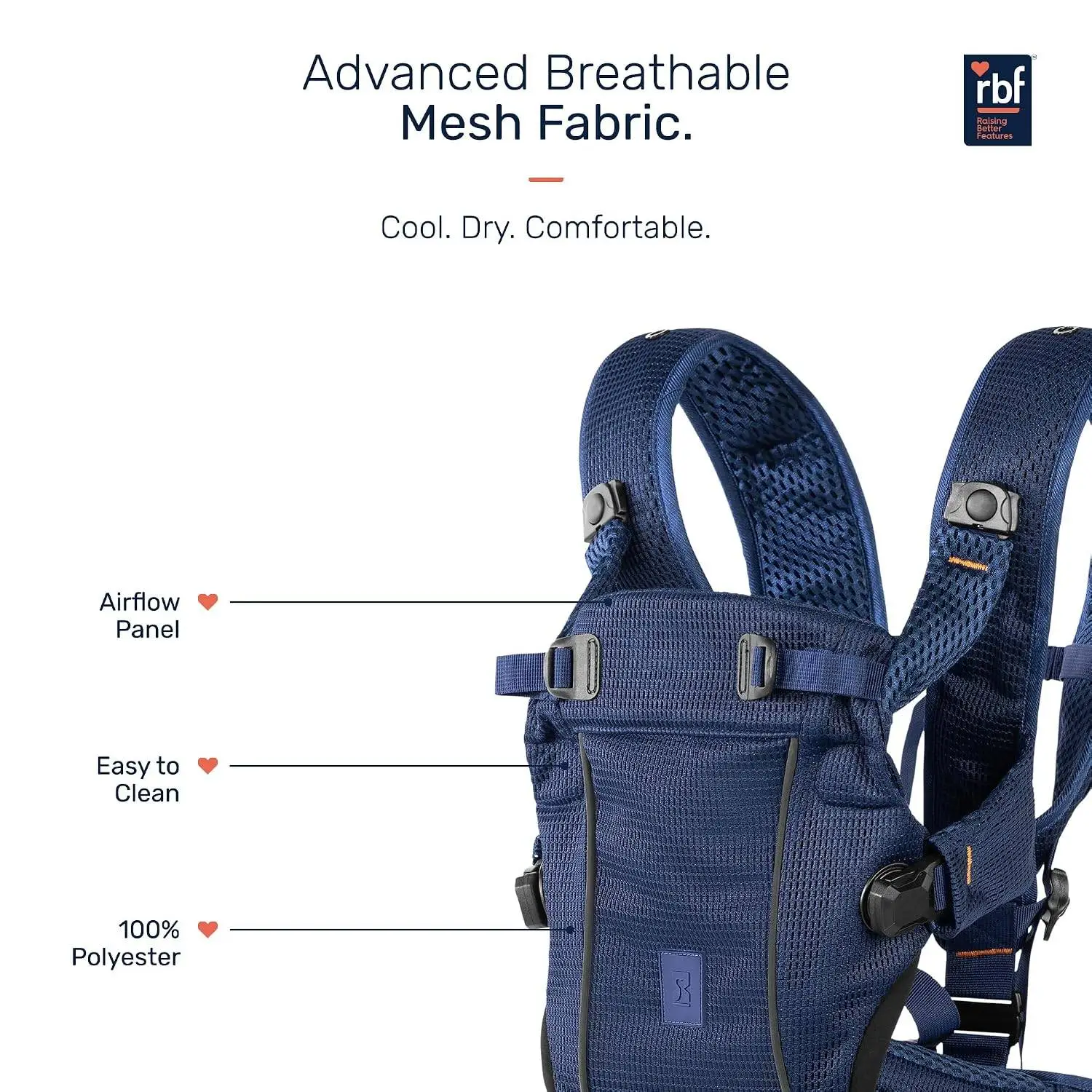 Growgether LYFTA 4-in-1 Baby Carrier with Hip Seat | EN13209 Certified | Magnetic Buckle | Breathable Soft Mesh | Adjustable Waistbelt & Straps | Sunhood & Storage Pocket | 4-36 Months (Up to 15 kg) - Navy | 6 Months Warranty view 5