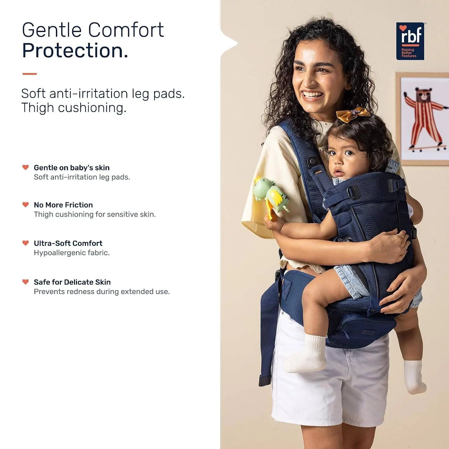 Growgether LYFTA 4-in-1 Baby Carrier with Hip Seat | EN13209 Certified | Magnetic Buckle | Breathable Soft Mesh | Adjustable Waistbelt & Straps | Sunhood & Storage Pocket | 4-36 Months (Up to 15 kg) - Navy | 6 Months Warranty view 6