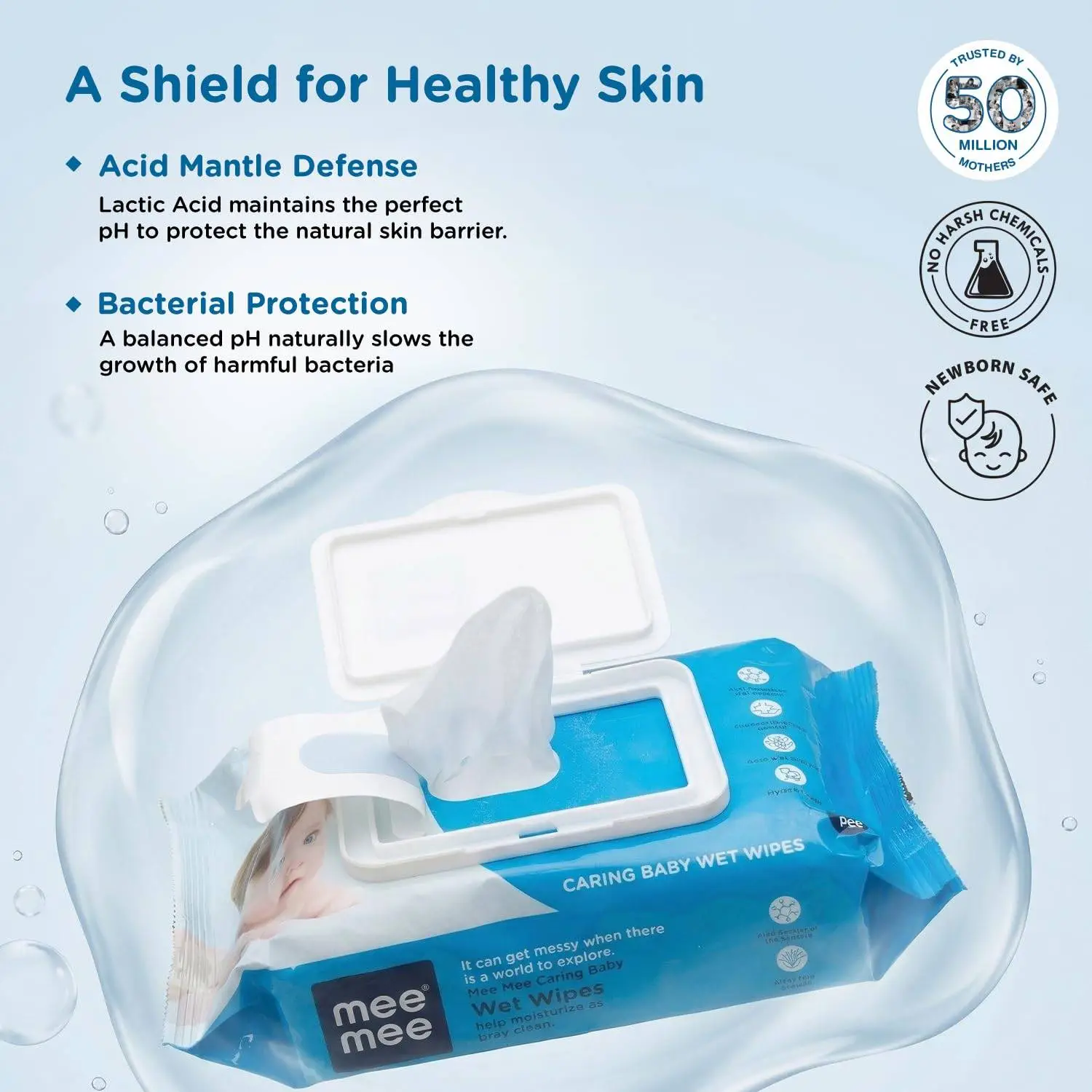 Mee Mee Wet Wipes for Baby Skin with Aloe Vera | 72 Wipes x Pack of 3-216 Wipes | Paraben Free, Fragrance Free, pH Balanced, Dermatologically Safe, Baby Wipes Combo | Pack Lid view 8