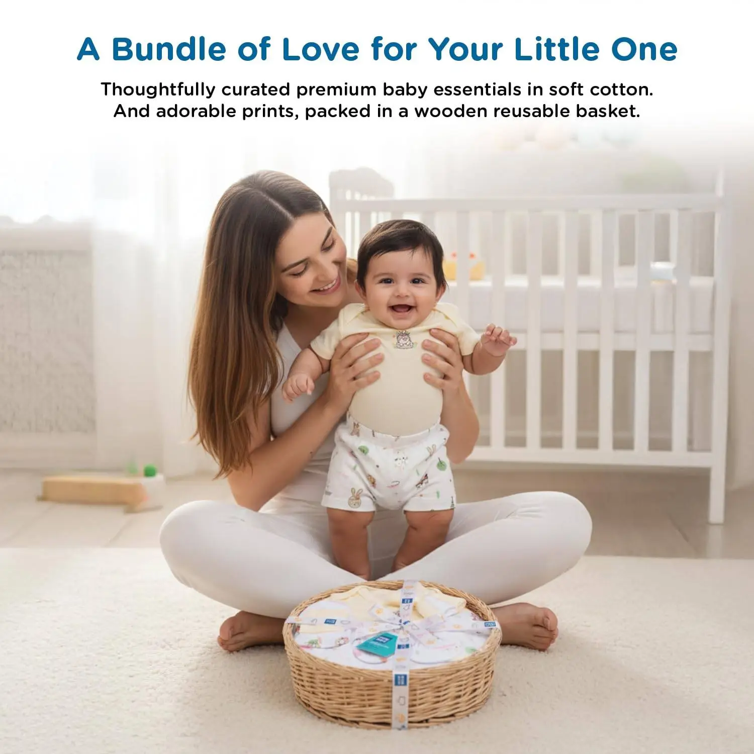 Mee Mee New Born Baby Gift Set | Soft Cotton Clothing Essentials for Infants/Baby Girls, Boys | Baby Shower Clothing Hamper (8 Pieces, Cream)|Perfect Gift for New Born Baby view 2