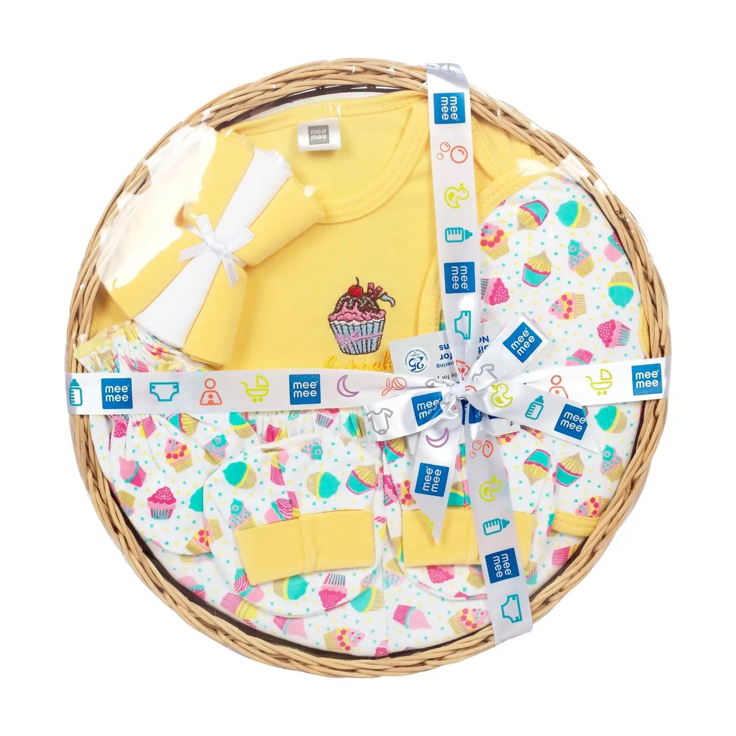 Mee Mee Cotton Soft Pampering Gift Set Hamper for New Born, Baby Boy, Baby Girl (8 Pieces, Yellow)