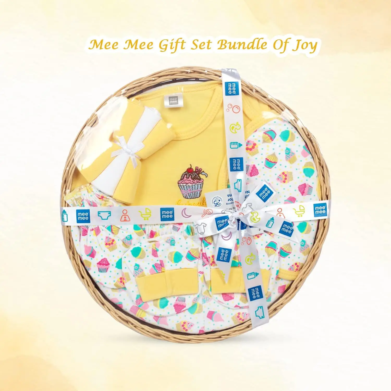 Mee Mee Cotton Soft Pampering Gift Set Hamper for New Born, Baby Boy, Baby Girl (8 Pieces, Yellow) view 2