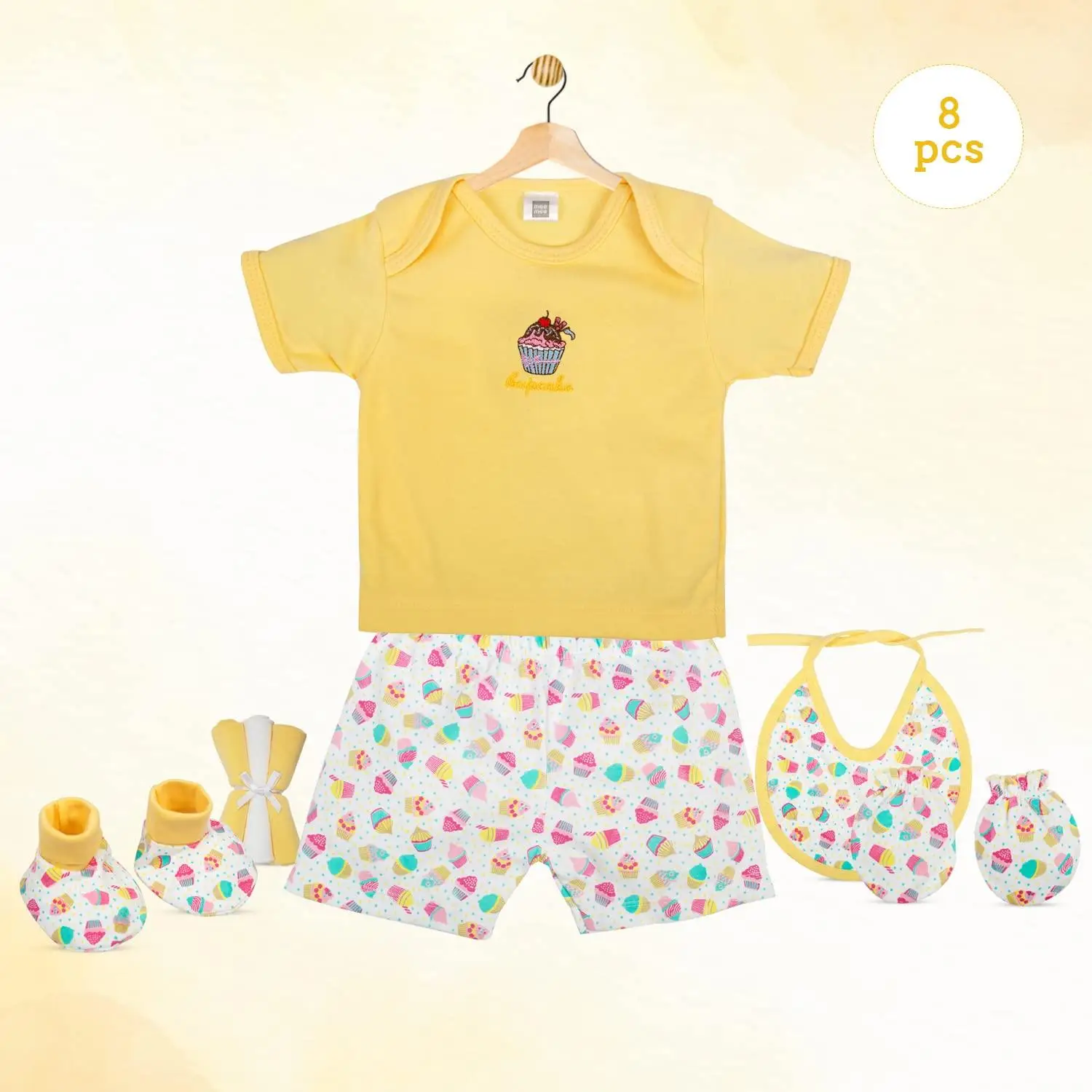 Mee Mee Cotton Soft Pampering Gift Set Hamper for New Born, Baby Boy, Baby Girl (8 Pieces, Yellow) view 3