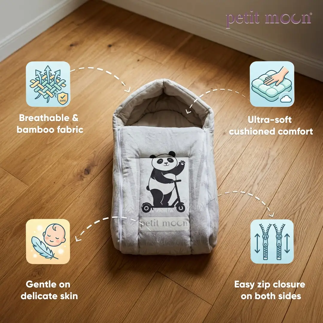 Petit Moon Baby sleeping bag gray view 2