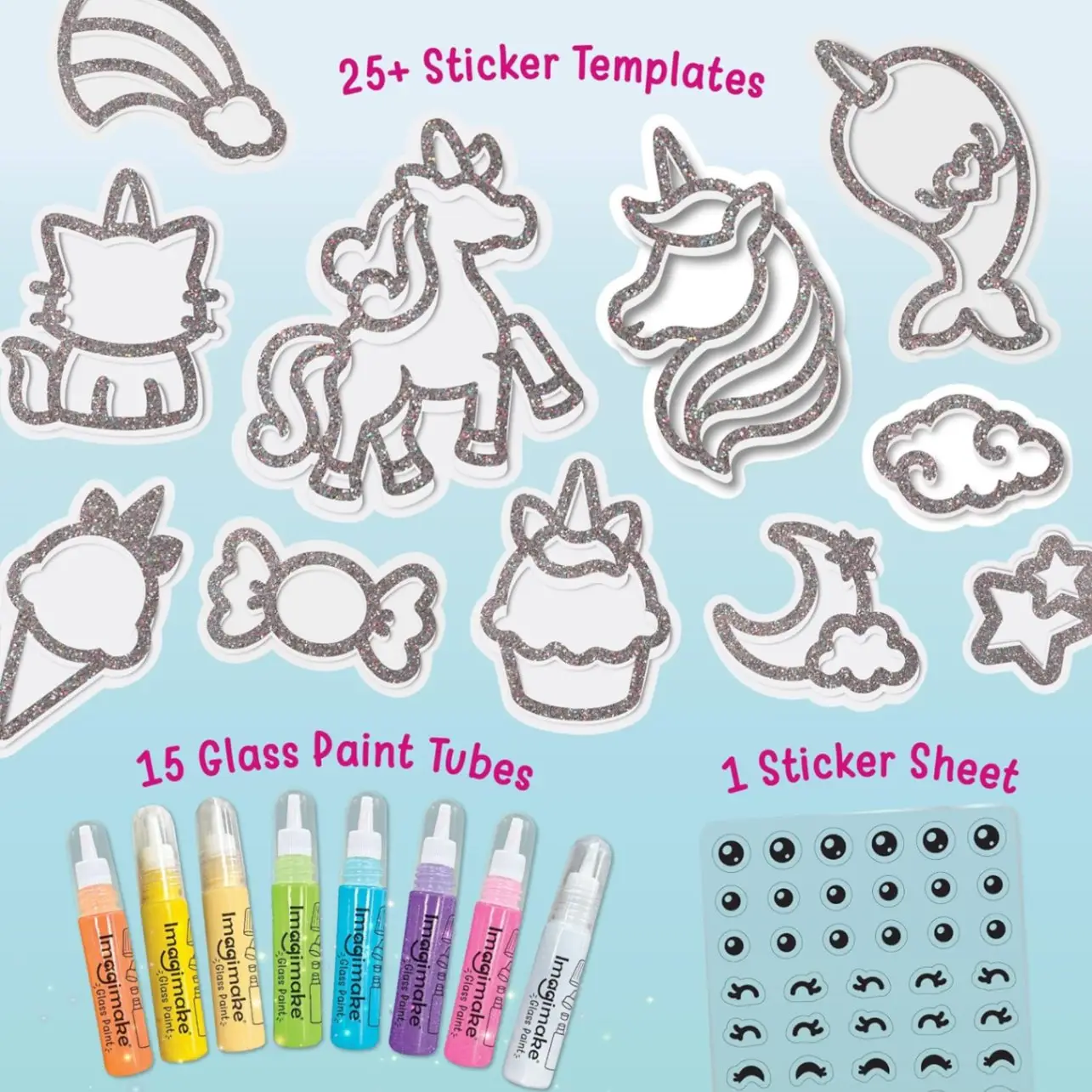 Imagimake DIY Unicorn Jelly Stickers | 25+ Stickers - Paint, Peel & Stick | Glass Painting Activity Set with 15 Paint Tubes | Art and Craft Kit for Kids 3-6 Years | Birthday Gift for Girls Age 3+ view 2