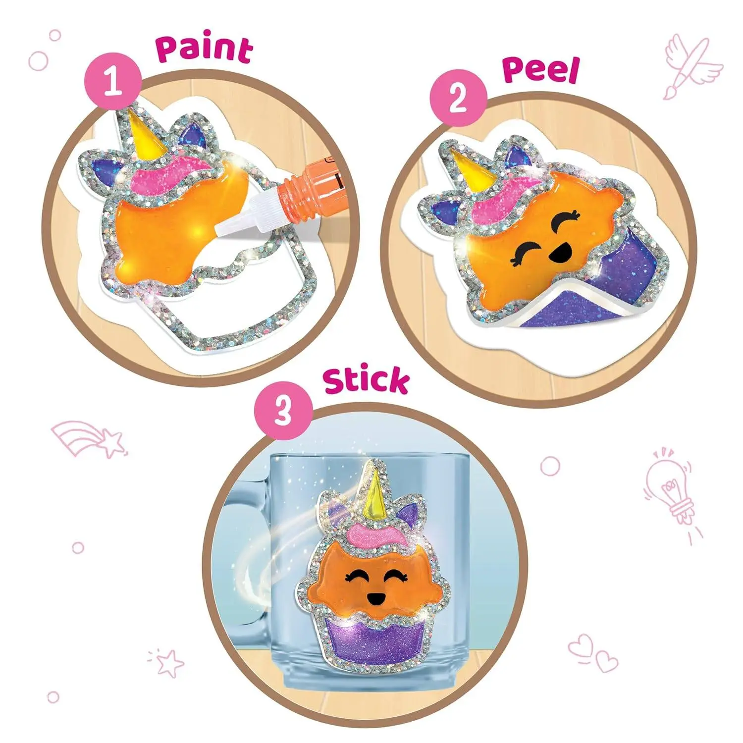 Imagimake DIY Unicorn Jelly Stickers | 25+ Stickers - Paint, Peel & Stick | Glass Painting Activity Set with 15 Paint Tubes | Art and Craft Kit for Kids 3-6 Years | Birthday Gift for Girls Age 3+ view 3