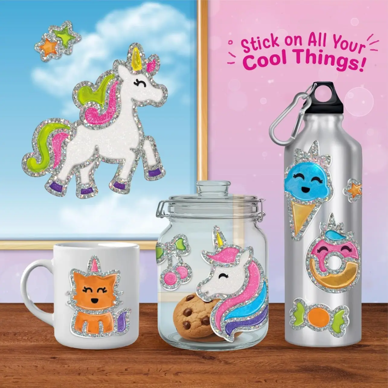 Imagimake DIY Unicorn Jelly Stickers | 25+ Stickers - Paint, Peel & Stick | Glass Painting Activity Set with 15 Paint Tubes | Art and Craft Kit for Kids 3-6 Years | Birthday Gift for Girls Age 3+ view 6