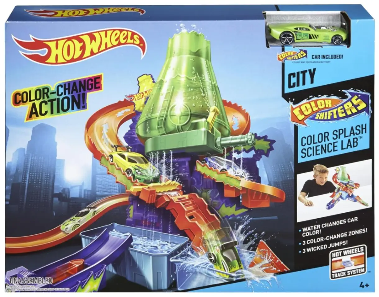 Hot Wheels® Color Shifters™ Science Lab with 1:64 Scale Cars, Track, Waterfall Ages 3 and Older view 2