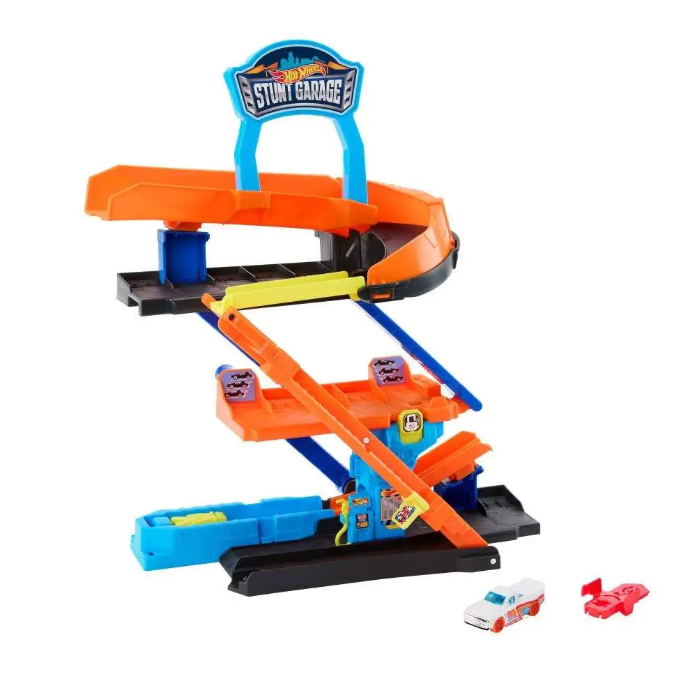 Hot Wheels City Toy Car Track Set, Transforming Stunt Garage Playset & 1:64 Scale Die-Cast Vehicle, Storage for 10+ Cars & Stunting Speedway view 5