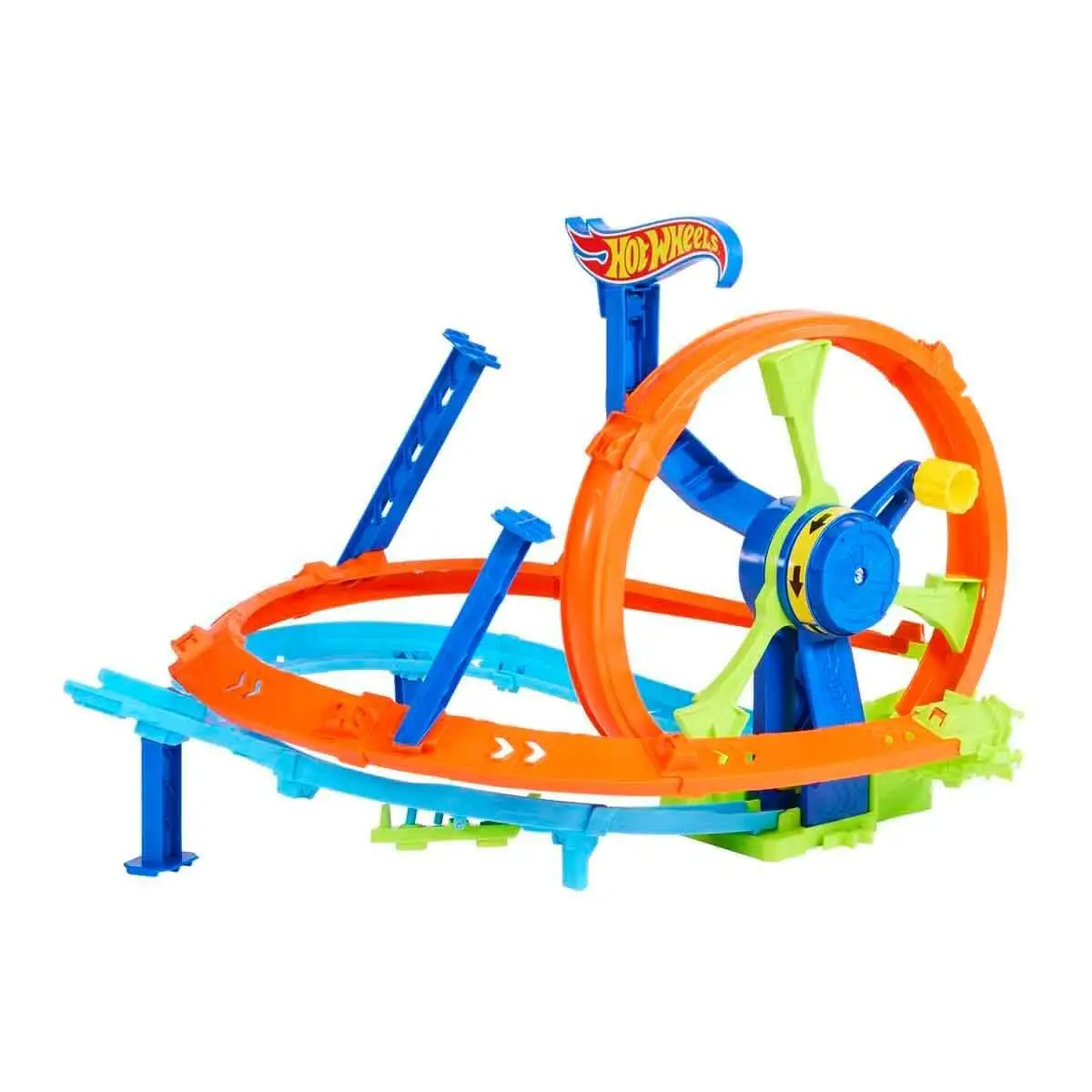 Hot Wheels Toy Car Track Set, Launch and Loop Playset & 1:64 Scale Die-Cast Vehicle, Crash Area on Figure 8 Track with Loop-Kicker Booster view 3