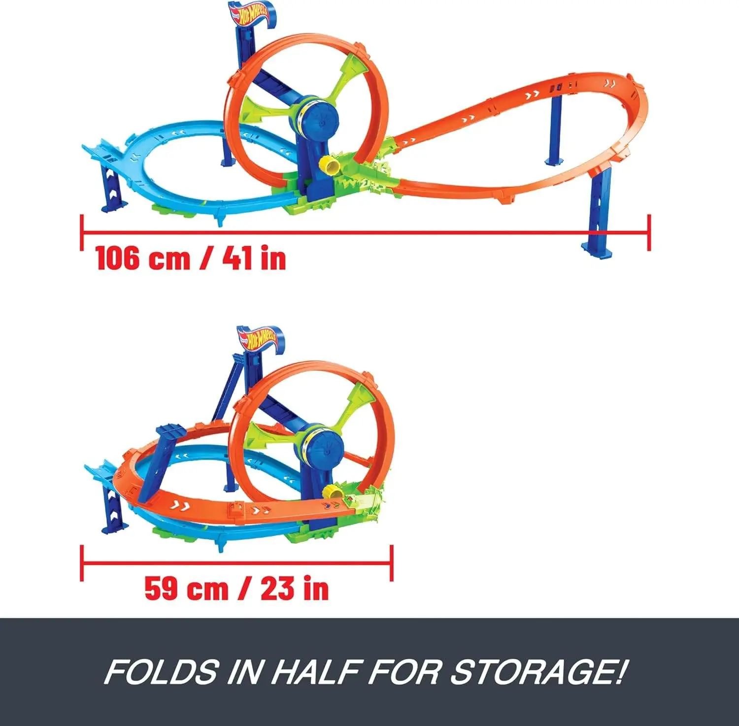 Hot Wheels Toy Car Track Set, Launch and Loop Playset & 1:64 Scale Die-Cast Vehicle, Crash Area on Figure 8 Track with Loop-Kicker Booster view 4