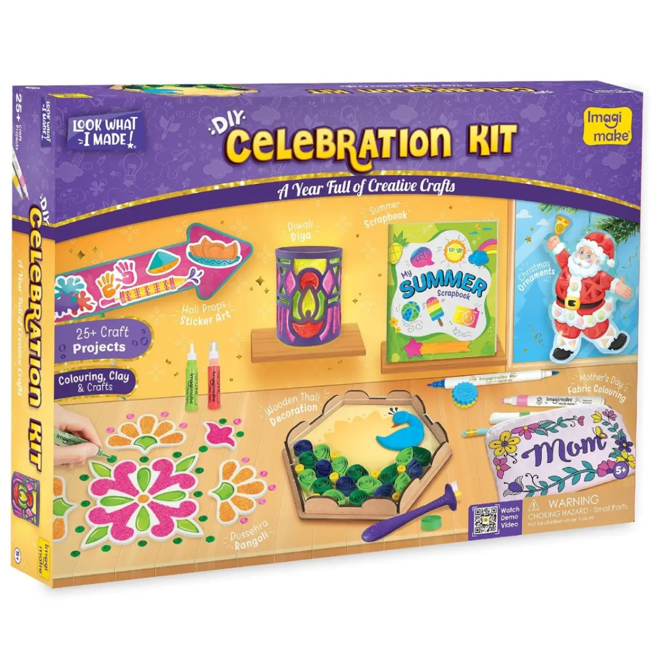 Imagimake Celebration Kit – 13 Festival Craft Projects for Kids Ages 5–12 | One Activity Every Month | Republic Day, Holi, Rakhi, Diwali, Christmas & More | 500+ Art & Craft Supplies | Best Festival & Birthday Gift for Boys and Girls